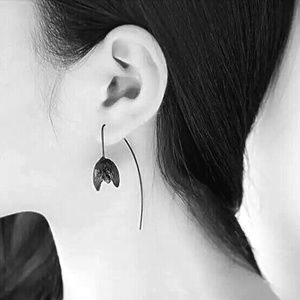 Black Tulip Dangle Earrings